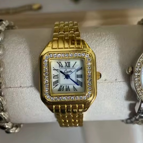 Panthere Classic Rectangle Gold Crystal Watch - Picture 6 of 13